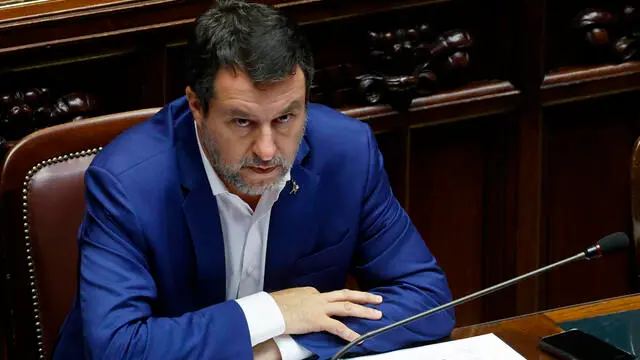 Il ministro delle Infrastrutture e dei Trasporti, Matteo Salvini durante il question time, Camera dei deputati, Roma 24 Luglio 2024. ANSA/FABIO FRUSTACI