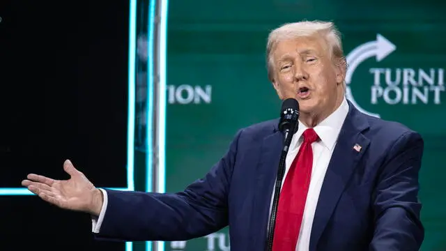 epa11498335 Former US President Donald Trump delivers remarks during Turning Point Action's 'Believers Summit' in West Palm Beach, Florida, USA, 26 July 2024. Turning Point Action is a conservative organization founded in 2019. Its mission is to embolden the conservative base through grassroots activism and provide voters with resources to elect conservative leaders. EPA/CRISTOBAL HERRERA-ULASHKEVICH