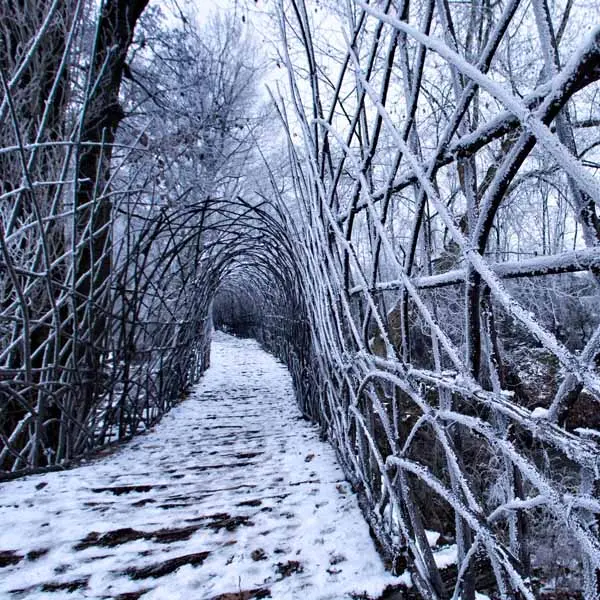 Il Ponte di San Vigilio, opera d’arte naturale in rami di castagno di Giuliano Mauri