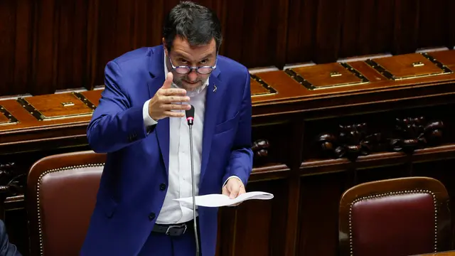 Il ministro delle Infrastrutture e dei Trasporti, Matteo Salvini durante il question time, Camera dei deputati, Roma 24 Luglio 2024. ANSA/FABIO FRUSTACI