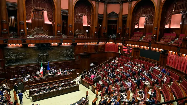 Il risultato del voto finale sul ddl infrastrutture alla Camera dei Deputati, Roma, 30 luglio 2024. ANSA/RICCARDO ANTIMIANI