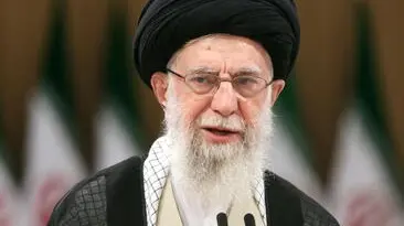 epa11458338 Iranian Supreme Leader Ayatollah Ali Khamenei talks to the media after casting his vote during the presidential election in Tehran, Iran, 05 July 2024. Iran holds the second round of the presidential election on 05 July 2024. EPA/STR
