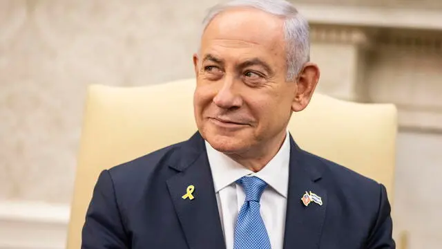 epa11496043 Israeli Prime Minister Benjamin Netanyahu looks on during a bilateral meeting with US President Joe Biden (not pictured) in the Oval Office at the White House, in Washington, DC, USA, 25 July 2024. US President Joe Biden hosts Israeli Prime Minister Netanyahu the day after Netanyahu delivered an address to a joint meeting of the US Congress. EPA/SAMUEL CORUM / POOL