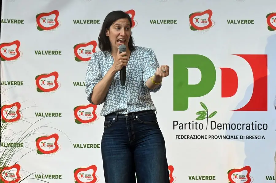 La segretaria nazionale del Pd Elly Schlein alla festa della Valverde, a Botticino