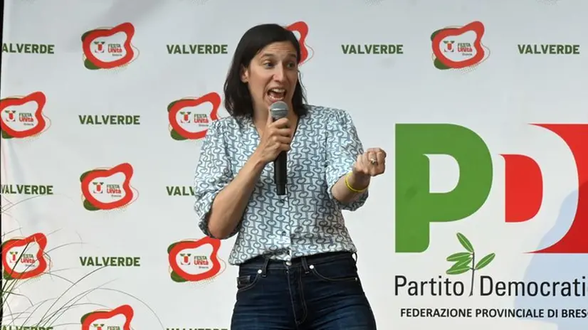 La segretaria nazionale del Pd Elly Schlein alla festa della Valverde, a Botticino
