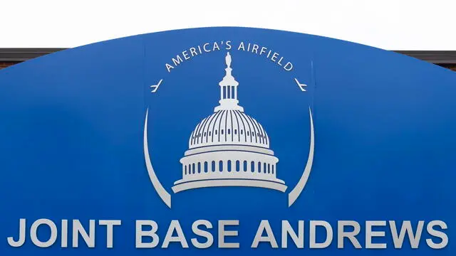 epa11469159 A sign is seen at Joint Base Andrews where arrivals are taking place for the NATO Summit, in Maryland, USA, 09 July 2024. The 75th Anniversary NATO Summit is taking place in Washington, DC, from 09 to 11 July 2024. EPA/MICHAEL REYNOLDS