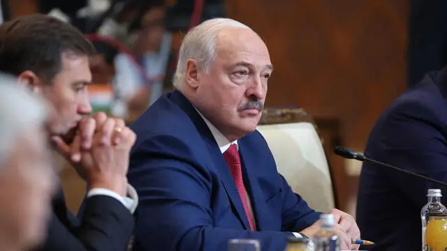epa11456593 Belarusian President Alexander Lukashenko attends the Shanghai Cooperation Organisation (SCO) member states leaders' summit in Astana, Kazakhstan, 04 July 2024. The Shanghai Cooperation Organization (SCO) summit taking place in Astana from 03 to 04 July. Man in center is not identified. EPA/SERGEI SAVOSTYANOV/SPUTNIK/KREMLIN POOL / POOL MANDATORY CREDIT
