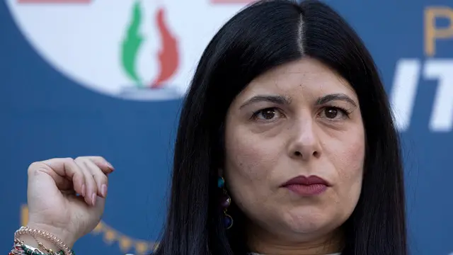 La presidente della commissione antimafia Chiara Colosimo, alla festa del partito FdI a piazza Vittorio. Roma, 5 luglio 2024 ANSA/MASSIMO PERCOSSI