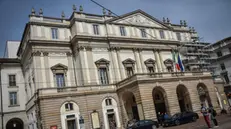 Veduta del Teatro alla Scala in occasione della nomina del nuovo sovrintendente, Milano 8 Aprile 2024 ANSA/MATTEO CORNER