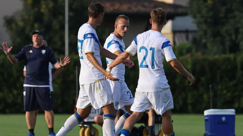 L'esultanza dopo il gol di Dickmann - Foto New Reporter © www.giornaledibrescia.it
