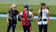 Il podio dello skeet femminile alle Olimpiadi di Parigi