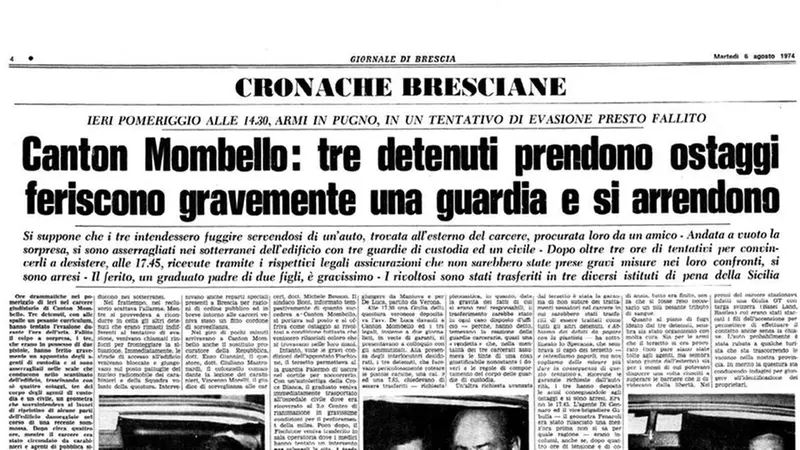 La pagina del Giornale di Brescia del 6 agosto 1974 © www.giornaledibrescia.it