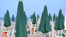 Lo stabilimento Belsito di Ostia aderisce allo sciopero dei balneari. Roma, 9 agosto 2024. ANSA/CLAUDIO PERI