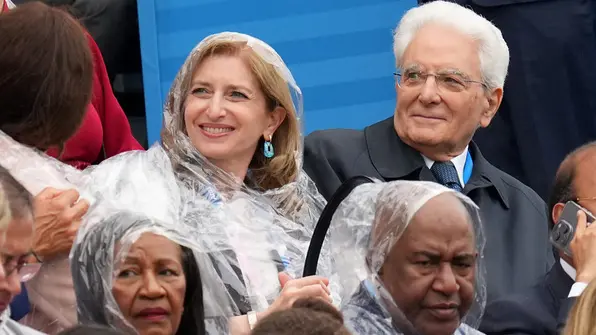 Parigi - Il Presidente della Repubblica Sergio Mattarella alla cerimonia di apertura dei Giochi Olimpicii, oggi 26 luglio 2024.