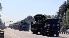 epa11542392 A still image taken from a handout video provided on 10 August 2024 by the Russian Defence Ministry shows Russian troops delivering military equipment to the Kursk region, Russia. According to Andrei Belostotsky, acting deputy governor of the Kursk region, over 3,000 civilians were evacuated from border areas as a result of attacks by the Ukrainian Armed Forces in the Kursk region that started on 06 August. On 10 August the Russian Defense Ministry reported that tank units had taken up positions in Kursk Oblast to fight the Ukrainian Armed Forces. The National Anti-Terrorism Committee confirmed the enforcement of a counter-terrorism operation (CTO) in the Kursk, Belgorod and Bryansk regions. EPA/RUSSIAN DEFENCE MINISTRY HANDOUT HANDOUT EDITORIAL USE ONLY/NO SALESHANDOUT EDITORIAL USE ONLY/NO SALES