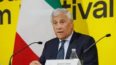 Italy's Minister for Foreign Affairs, Antonio Tajani attends a joint press conference at Palazzo Sopracenerina, on occasion an offical visit concerning bilateral relations, in Locarno, Switzerland, 12 August 2024. ANSA/GIUSEPPE LAMI