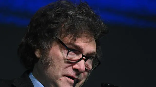 epa11466094 President of Argentina Javier Milei participates in the Conservative Political Action Conference (CPAC), in Balneario Camboriu, state of Santa Catarina, Brazil, 07 July 2024. Milei closed a meeting of ultra-right-wing movements in Latin America with a theoretical speech about the evils of socialism, without making any mention of Brazil's head of state, Luiz Inacio Lula da Silva. EPA/ANDRE BORGES