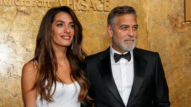 epa10888824 US actor George Clooney and wife Amal Clooney attend the red carpet for 'The Albies', hosted by the Clooney Foundation for Justice, at the New York Public Library in New York, New York, USA, 28 September 2023. EPA/Eduardo Munoz Alvarez