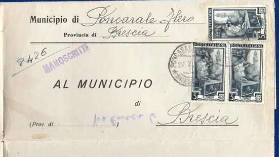 Una busta del Municipio di Poncarale Flero - Foto/Ebay