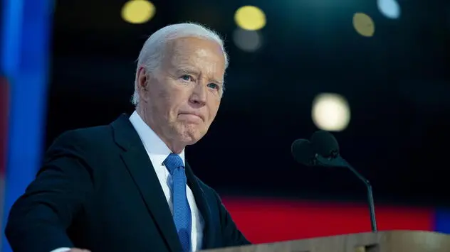 epa11556274 United States President Joe Biden delivers remarks at the 2024 Democratic National Convention in Chicago, Illinois, USA, 19 August 2024 (issued 20 August 2024). The 2024 Democratic National Convention is being held from 19 to 22 August 2024, during which delegates of the United States' Democratic Party will vote on the party's platform and ceremonially vote for the party's nominee for president, Vice President Kamala Harris, and for vice president, Governor Tim Walz of Minnesota, for the upcoming presidential election. EPA/ANNABELLE GORDON / CNP / POOL