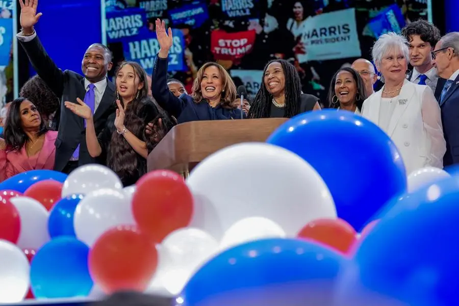 Kamala Harris alla convention del Partito democratico a Chicago