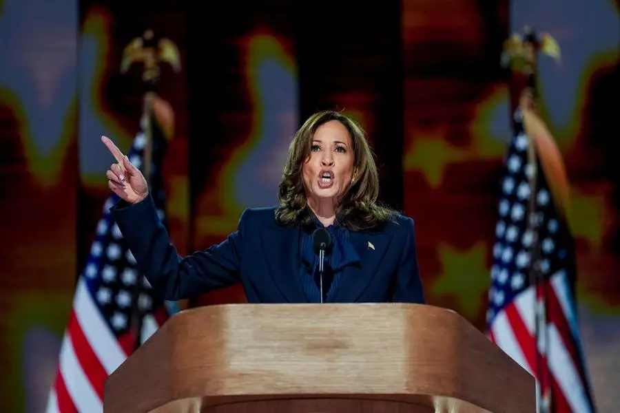 Kamala Harris alla convention del Partito democratico a Chicago