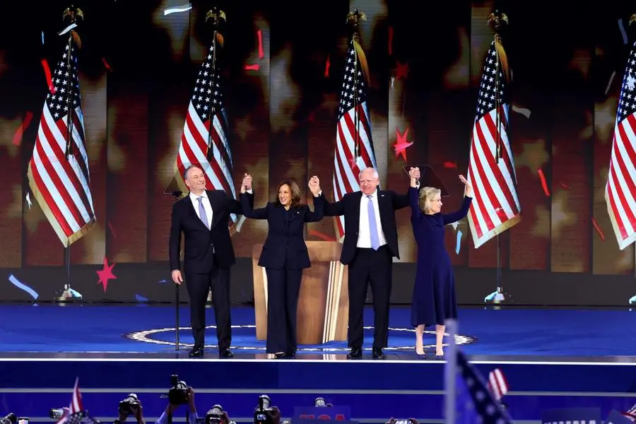 Kamala Harris alla convention del Partito democratico a Chicago