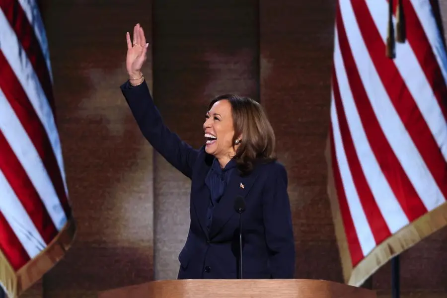 Kamala Harris alla convention del Partito democratico a Chicago