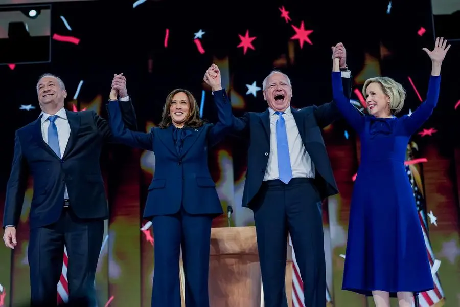 Kamala Harris alla convention del Partito democratico a Chicago