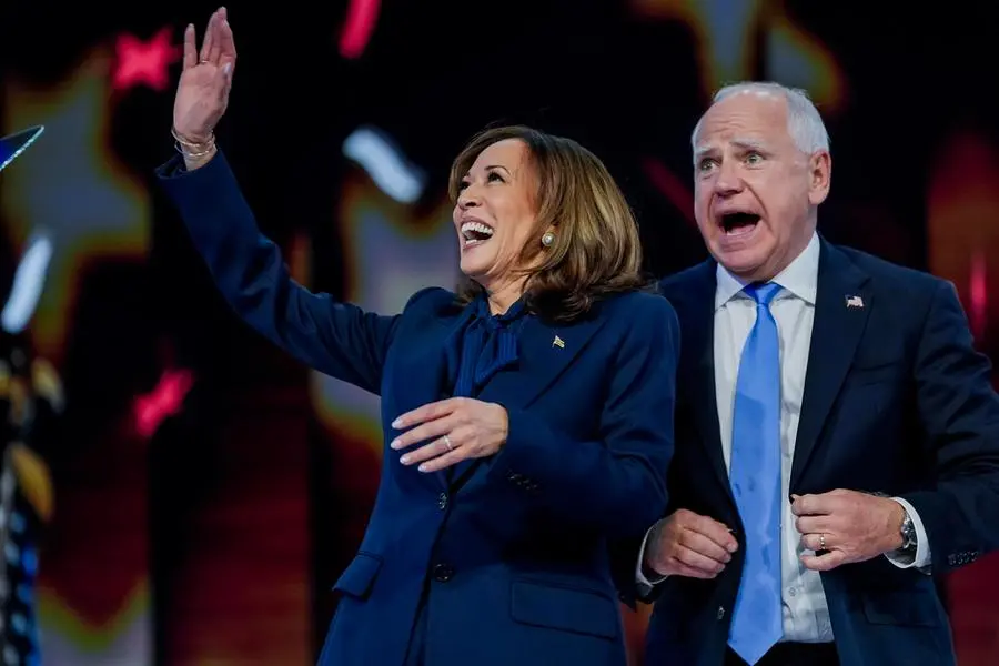 Kamala Harris alla convention del Partito democratico a Chicago