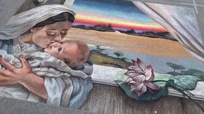 L'opera «Aurora di pace», dedicata alla nipotina - © www.giornaledibrescia.it