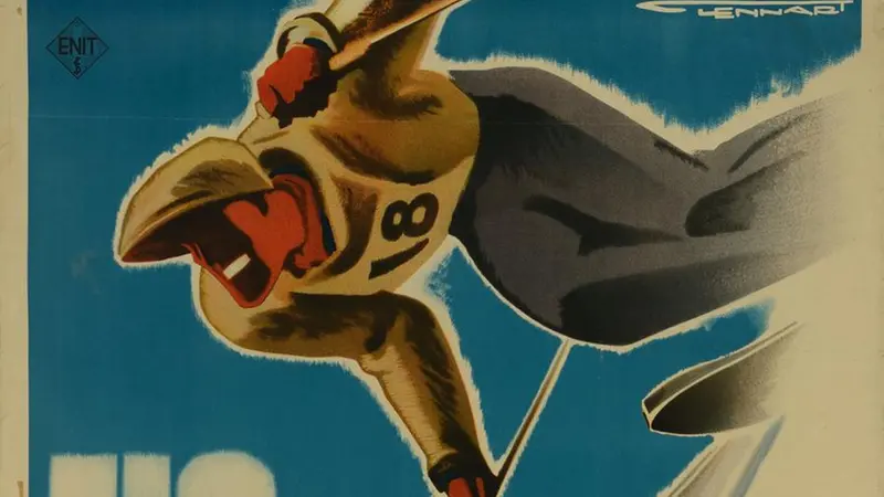 Franz Lenhart, dettaglio di «Campionati del Mondo di Sci, Cortina d'Ampezzo», 1940-41 - © Museo Nazionale Collezione Salce, su concessione del Ministero della Cultura