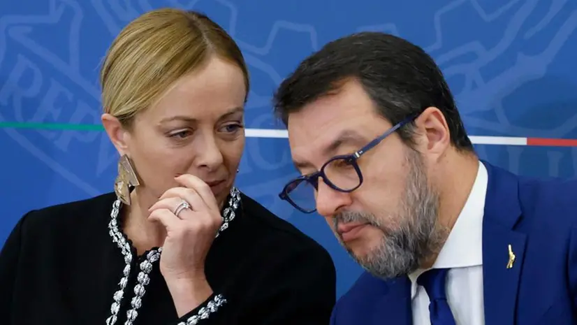 La presidente del Consiglio Giorgia Meloni e il ministro alle Infrastrutture Matteo Salvini - Foto Ansa/Fabio Frustaci © www.giornaledibrescia.it