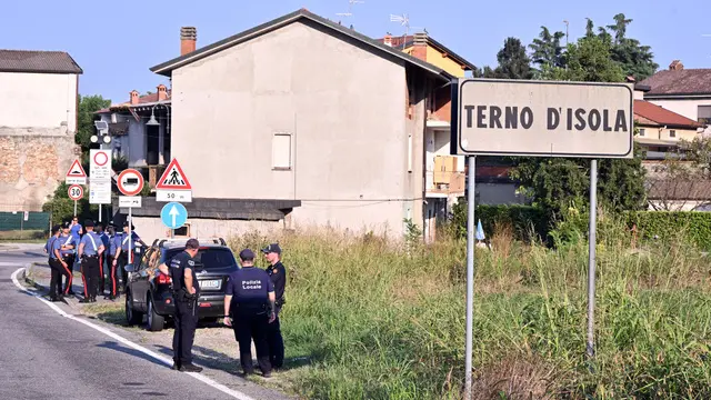 Investigations with magnets and metal detectors in Terno d’Isola. Terno d’isola, Italy, 28 March 2024. ANSA/MICHELE MARAVIGLIA