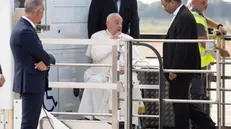 Papa partito da Fiumicino per il 45/esimo viaggio apostolico. Fiumicino, 2 Settembre 2024. ANSA/TELENEWS