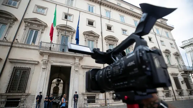 Palazzo Chigi durante l’incontro del presidente del Consiglio Giorgia Meloni ed il ministro della Cultura Gennaro Sangiugliano, Roma, 03 settembre 2024. ANSA/ANGELO CARCONI