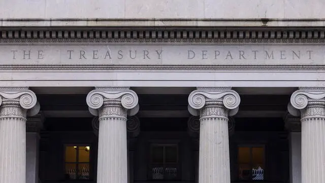 epa10415956 The Treasury Department in Washington, DC, USA, 19 January 2023. With the US reaching its debt limit on 19 January, Secretary of the Treasury Janet Yellen announced her department will use 'extraordinary measures' to delay defaulting on the national debt. EPA/JIM LO SCALZO