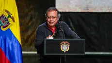 epa11492023 The president of Colombia, Gustavo Petro, speaks at the La SantamarÃa Bullring in Bogota, Colombia, 22 July 2024. The Colombian Government sanctioned the 'No more olÃ©' law, which prohibits bullfighting in the country from 2027 and was approved by Congress last May, an initiative that, according to bullfighting defenders, will affect the economy and the employment of the people who make a living from the activity. EPA/Carlos Ortega