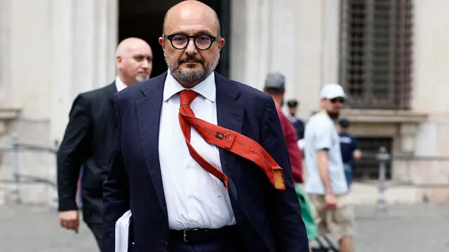 Il ministro della cultura Gennaro Sangiuliano al termine del Consiglio dei Ministri, Roma, 10 giugno 2024, ANSA/VINCENZO LIVIERI