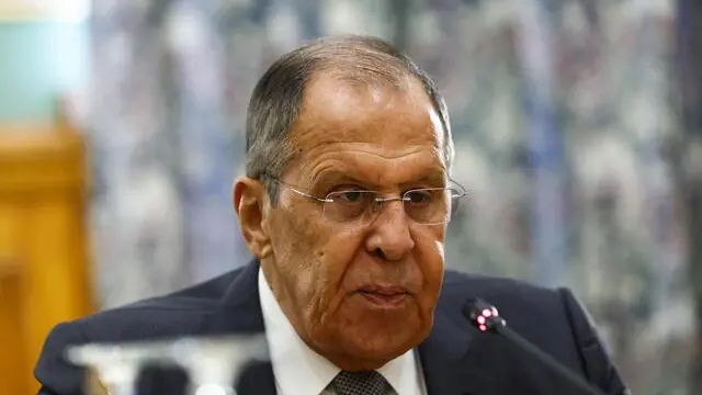 epa11570758 Russian Foreign Minister Sergei Lavrov attends a meeting with Senegalese Foreign Minister Yassine Fall in Moscow, Russia, 29 August 2024. EPA/EVGENIA NOVOZHENINA / POOL