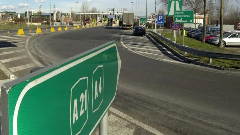 Il cartello per l'ingresso in A21 a Manerbio (foto d'archivio)