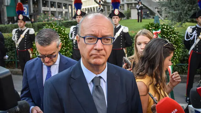 Il ministro dell’istruzione Giuseppe Valditara alla cerimonia di commemorazione del generale Carlo Alberto dalla Chiesa presso il Monumento al Carabiniere in piazza Diaz, Milano 3 Settembre 2024 ANSA/MATTEO CORNER