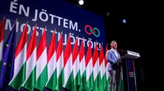 epa11463334 Vice president of Respect and Freedom (TISZA) Party Peter Magyar delivers his speech during the partyâ€™s campaign event at the MOM Sport Sports Centre in Budapest, Hungary, 06 July 2024. EPA/ROBERT HEGEDUS HUNGARY OUT