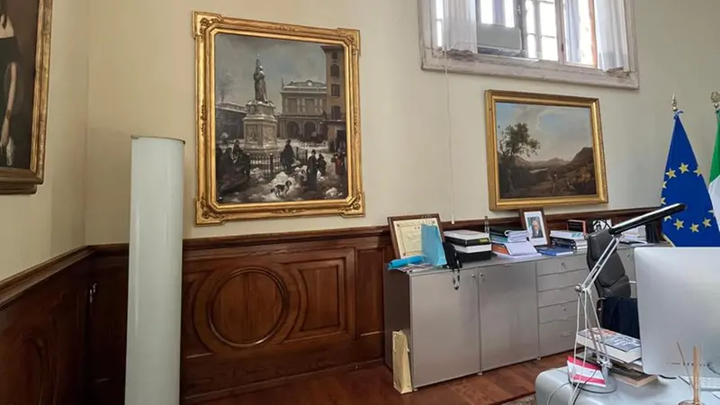 Il dipinto di Angelo Inganni nello studio della sindaca Castelletti - © www.giornaledibrescia.it