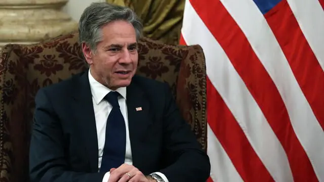 epa11233250 US Secretary of State Antony Blinken looks on during a meeting with Egypt's Foreign Minister (not pictured), in Cairo, Egypt, 21 March 2024. Blinken is visiting Saudi Arabia and Egypt to discuss efforts to reach an immediate ceasefire agreement that secures the release of all remaining hostages and intensified international efforts to increase humanitarian assistance to Gaza, according to the State Department. Blinken will also meet with foreign ministers from Egypt, Saudi Arabia, Qatar and Jordan, UAE international cooperation minister and the secretary-general of the Palestinian Liberation Organization, according to the Egyptian foreign ministry. EPA/KHALED ELFIQI