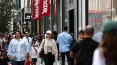 epa11551220 People walk on Oxford Street in London, Britain, 16 August 2024. British retail sales have risen driven by a boost of sales in department stores and sports equipment stores following summer discounts and sporting events. Britain's retail sales rose 0.5 percent in July 2024, following a revised 0.9 per cent contraction in the previous month, the Office for National Statistics reported on 16 August. EPA/ANDY RAIN