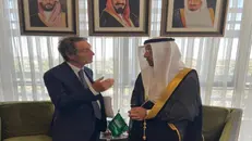 Il presidente Attilio Fontana con il ministro degli Investimenti dell'Arabia Saudita Khalid Al Falih