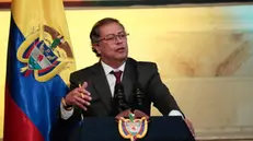 epa11489795 Colombian president Gustavo Petro speaks during the installation for the new congressional session in the National Congress in Bogota, Colombia, 20 July 2024. During this new period his government is going to present new projects of reforms to the health, justice and taxes, among other initiatives that will be the base to face off the second half of his presidency. EPA/Carlos Ortega