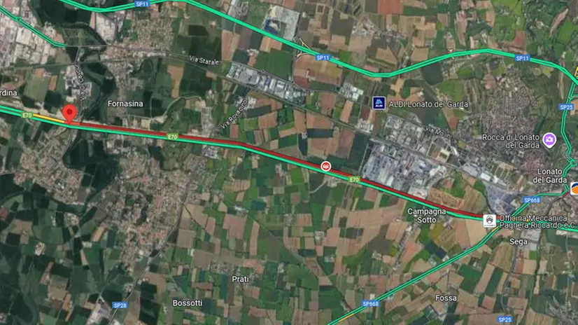 La situazione del traffico secondo Google Maps