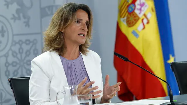epa11566807 Spanish Third Deputy Prime Minister and Ecological Transition and Demographic Challenge Minister Teresa Ribera attends a press conference after the weekly Cabinet meeting at La Moncloa Palace complex, in Madrid, Spain, 27 August 2024. EPA/CHEMA MOYA